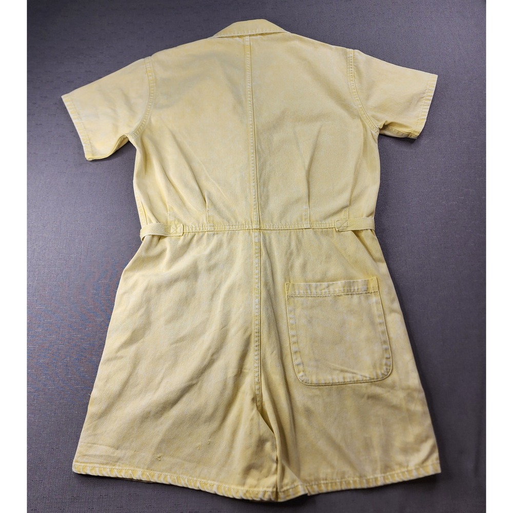 Pistola Yellow Denim Romper Womens Small Acid Wash Utility Button Front Playsuit - Picture 13 of 14